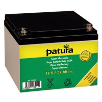 PATURA - Super batterie fixée AGM 12 V / 32 Ah, pour électrificateurs 9 V tous positionnements
