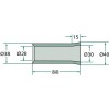 Douille de dent à souder 80 mm - Ø int. 28-30 mm - avec filetage M22, M24