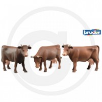 BRUDER - Figurine animaux Vache brune plusieurs positions de tête