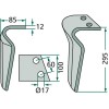 Dent de herse rotative droite (0088310)