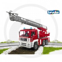 Bruder - Camion de pompier MAN rouge avec échelle, pompe a eau et module son et lumière