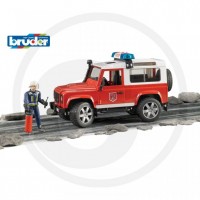 Bruder - Land Rover Defender Station Véhicule de pompiers avec pompier