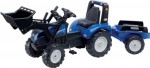 TRACTEUR A PEDALES NEW HOLLAND T8 AVEC CHARGEUR ET REMORQUE FALK