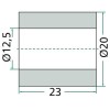 Entretoise d'écartement Ø20x12,5 mm long. 23 mm Perfect (13701)